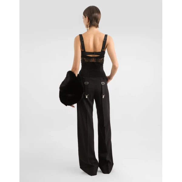 Black Dolce & Gabbana Flared woolen pants, view 3 | Pants