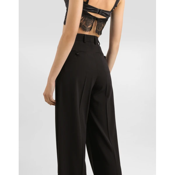Black Dolce & Gabbana Flared woolen pants, view 6 | Pants