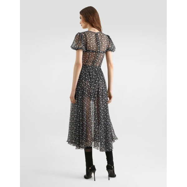 Multicolour Dolce & Gabbana Floral-print chiffon dress, view 3 | Dresses