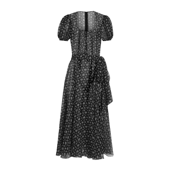 Floral-print chiffon dress