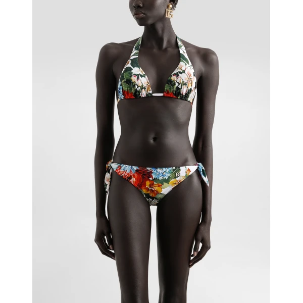 Print Dolce & Gabbana Flower-print padded triangle bikini, view 2 | Bikini