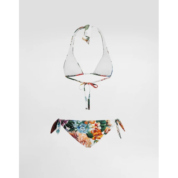 Print Dolce & Gabbana Flower-print padded triangle bikini, view 3 | Bikini