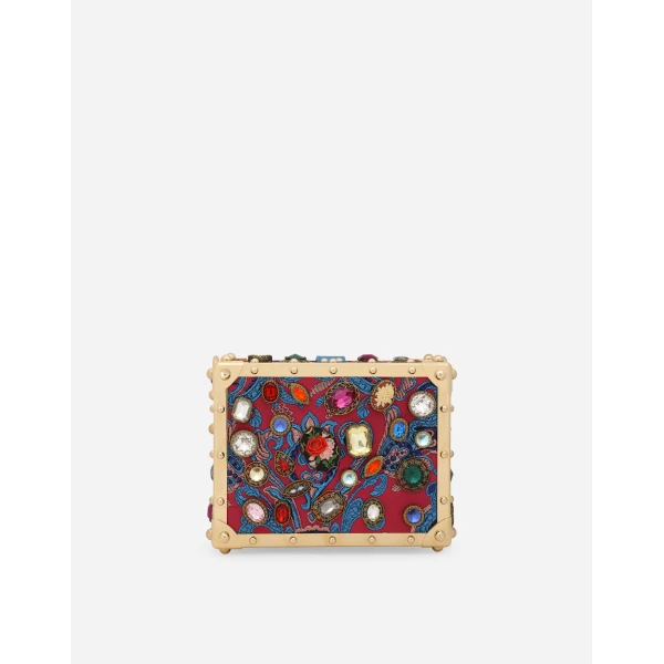 Multicolour Dolce & Gabbana Jacquard Dolce Box bag with embroidery, view 4 | Totes & Top-Handle Bags