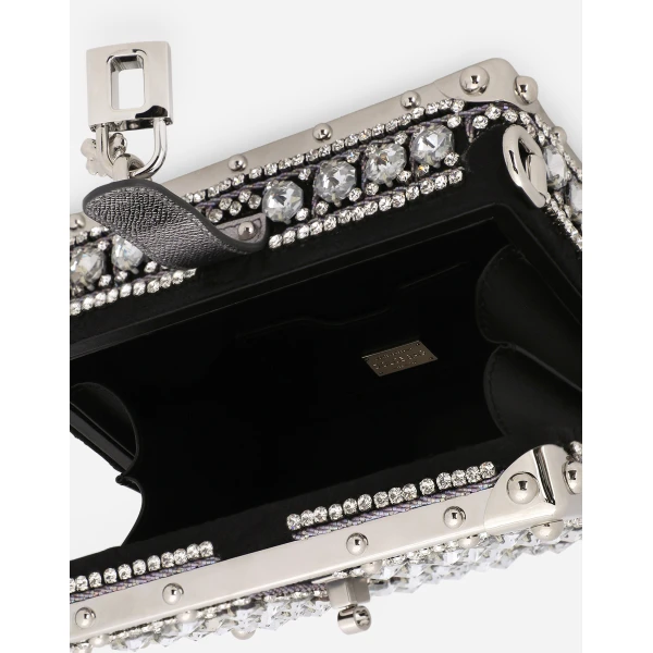 Multicolour Dolce & Gabbana Jacquard Dolce Box bag with embroidery, view 4 | Totes & Top-Handle Bags