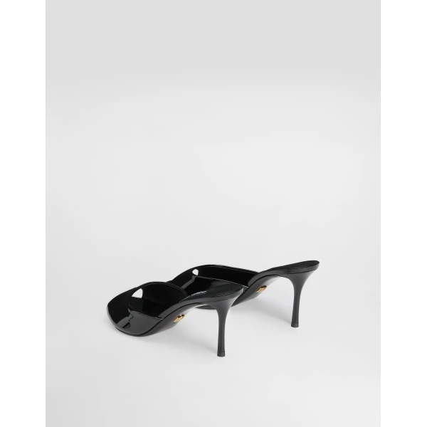 Black Dolce & Gabbana Keira patent leather mules, view 3 | Mules