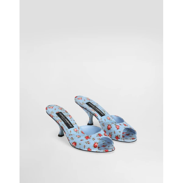 Multicolour Dolce & Gabbana Keira satin mules with little roses print, view 2 | Mules