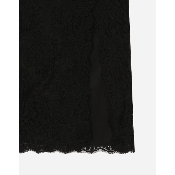 Black Dolce & Gabbana Lace calf-length slip dress, view 3 | Midi Dresses