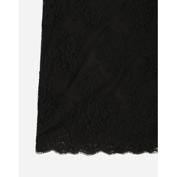 Black Dolce & Gabbana Lace calf-length slip dress, view 5 | Midi Dresses