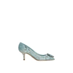 Azure Dolce & Gabbana Lace rainbow pumps with brooch detailing | Heels