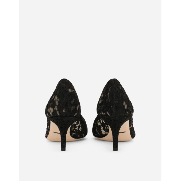 Black Dolce & Gabbana Lace rainbow pumps with brooch detailing, view 4 | Heels
