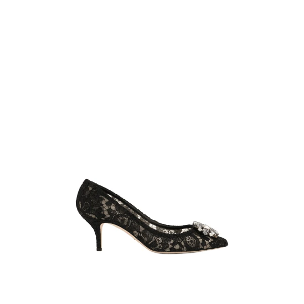 Black Dolce & Gabbana Lace rainbow pumps with brooch detailing | Heels