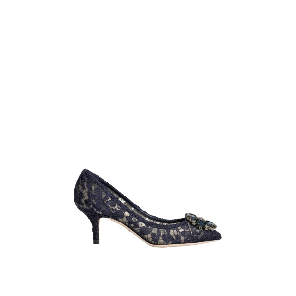 Blue Dolce & Gabbana Lace rainbow pumps with brooch detailing | Heels