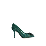 Green Dolce & Gabbana Lace rainbow pumps with brooch detailing | Heels