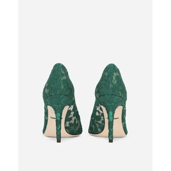 Green Dolce & Gabbana Lace rainbow pumps with brooch detailing, view 4 | Heels