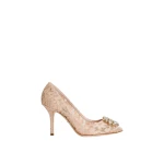 Pink Dolce & Gabbana Lace rainbow pumps with brooch detailing | Heels