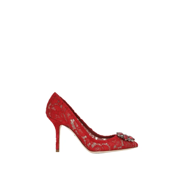 Red Dolce & Gabbana Lace rainbow pumps with brooch detailing | Heels