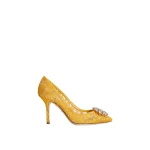 Yellow Dolce & Gabbana Lace rainbow pumps with brooch detailing | Heels