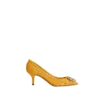 Yellow Dolce & Gabbana Lace rainbow pumps with brooch detailing | Heels