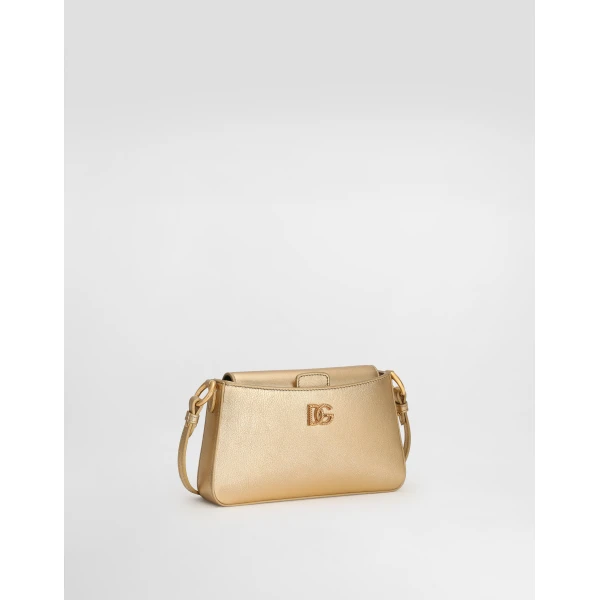 Gold Dolce & Gabbana Laminated calfskin phone bag, view 2 | Mini Bags