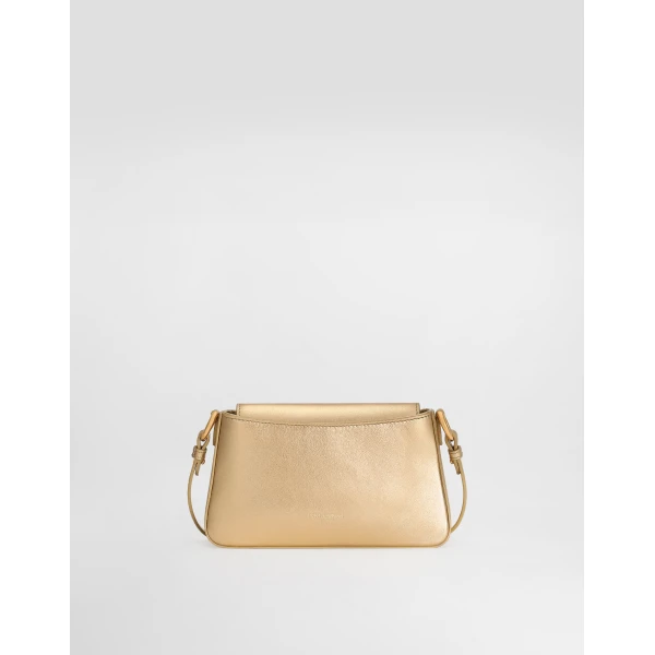 Gold Dolce & Gabbana Laminated calfskin phone bag, view 3 | Mini Bags