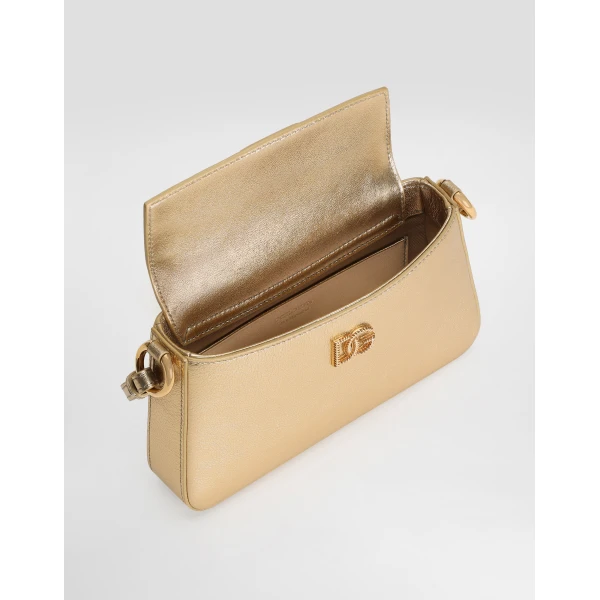 Gold Dolce & Gabbana Laminated calfskin phone bag, view 4 | Mini Bags