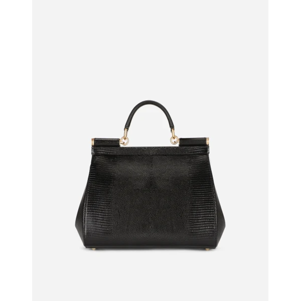 Black Dolce & Gabbana Large Sicily calfskin handbag, view 4 | Totes & Top-Handle Bags