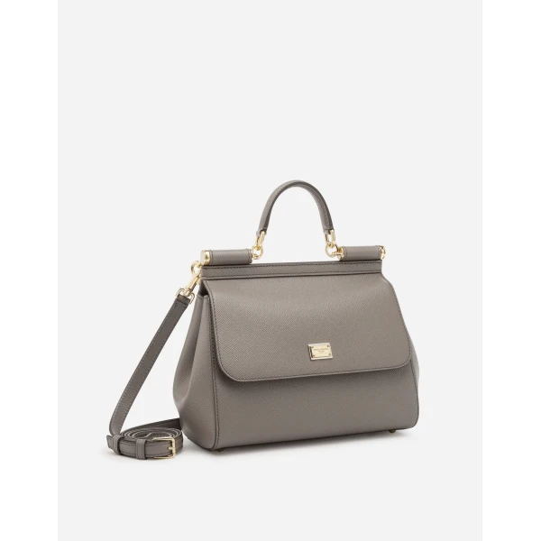Beige Dolce & Gabbana Large Sicily handbag in dauphine calfskin, view 3 | Totes & Top-Handle Bags