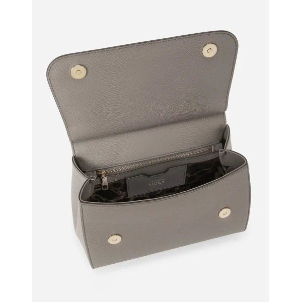 Beige Dolce & Gabbana Large Sicily handbag in dauphine calfskin, view 5 | Totes & Top-Handle Bags