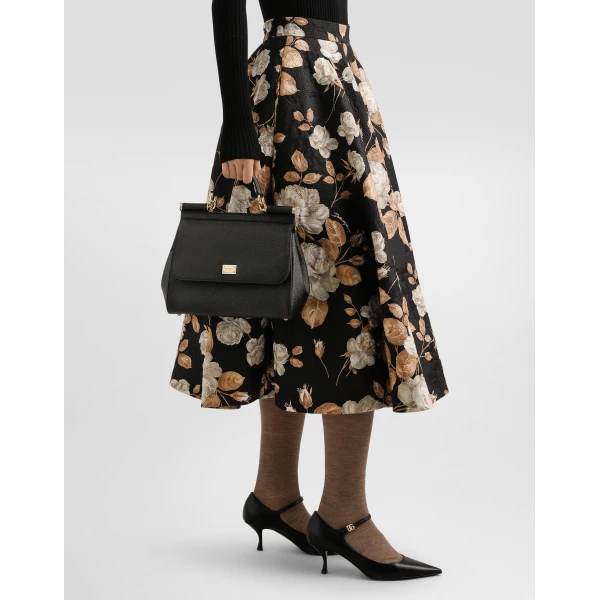 Black Dolce & Gabbana Large Sicily handbag in dauphine calfskin, view 2 | Totes & Top-Handle Bags