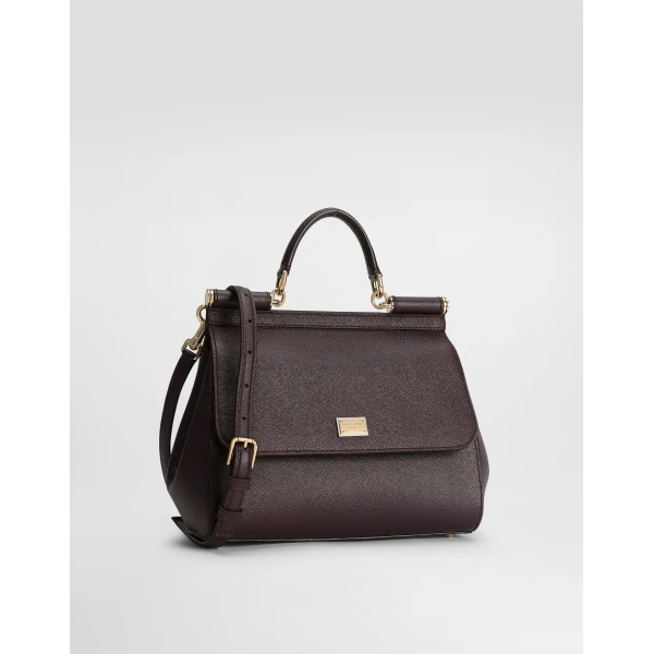 Bordeaux Dolce & Gabbana Large Sicily handbag in dauphine calfskin, view 3 | Totes & Top-Handle Bags
