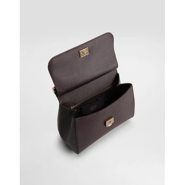 Bordeaux Dolce & Gabbana Large Sicily handbag in dauphine calfskin, view 5 | Totes & Top-Handle Bags
