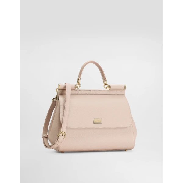 Pink Dolce & Gabbana Large Sicily handbag in dauphine calfskin, view 3 | Totes & Top-Handle Bags