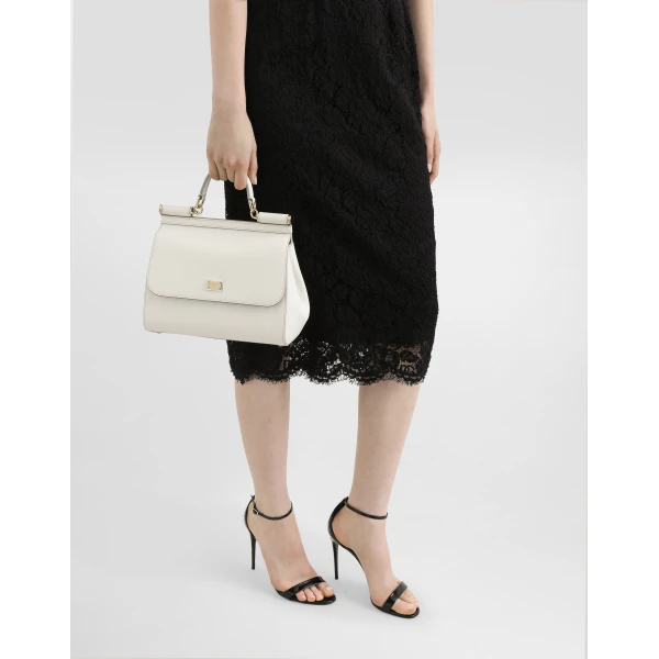 White Dolce & Gabbana Large Sicily handbag in dauphine calfskin, view 2 | Totes & Top-Handle Bags