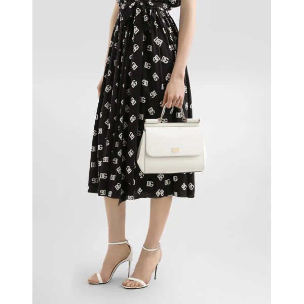 White Dolce & Gabbana Large Sicily handbag in dauphine calfskin, view 2 | Totes & Top-Handle Bags