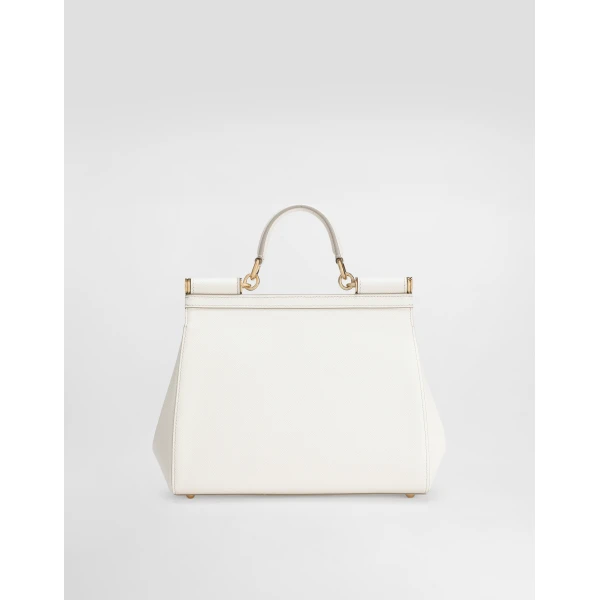 White Dolce & Gabbana Large Sicily handbag in dauphine calfskin, view 4 | Totes & Top-Handle Bags