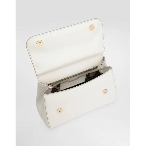 White Dolce & Gabbana Large Sicily handbag in dauphine calfskin, view 5 | Totes & Top-Handle Bags
