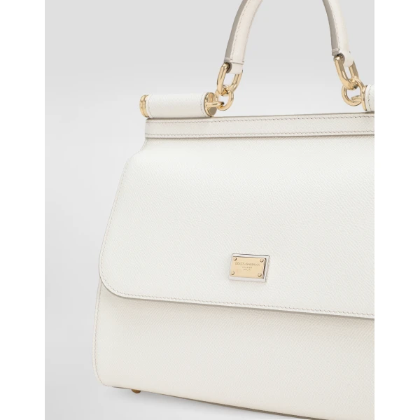 White Dolce & Gabbana Large Sicily handbag in dauphine calfskin, view 6 | Totes & Top-Handle Bags