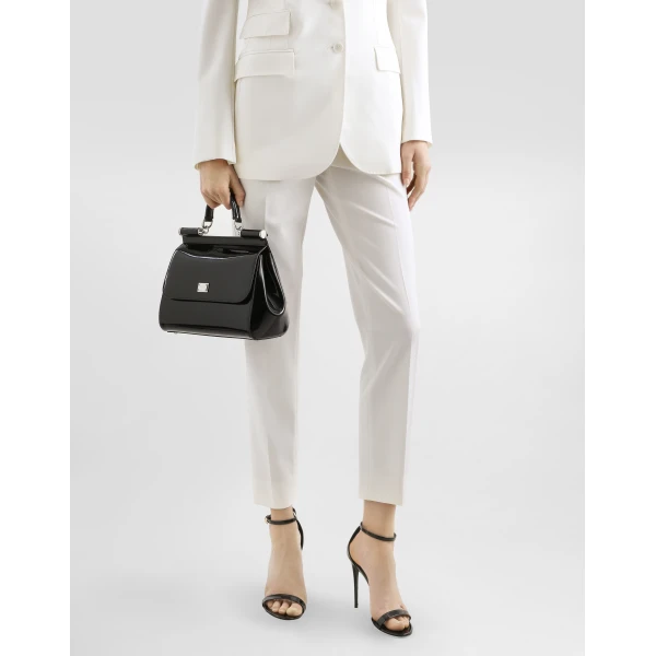 Black Dolce & Gabbana Large Sicily handbag in polished calfskin, view 2 | Totes & Top-Handle Bags