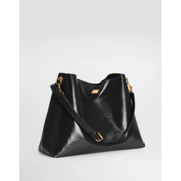 Black Dolce & Gabbana Large Vittoria calfskin shoulder bag, view 4 | Shoulder & Crossbody Bags