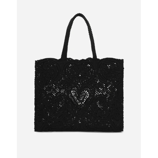 Black Dolce & Gabbana Large cordonetto lace bag, view 4 | Totes & Top-Handle Bags