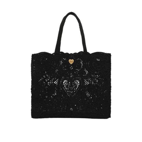 Black Dolce & Gabbana Large cordonetto lace bag | Totes & Top-Handle Bags
