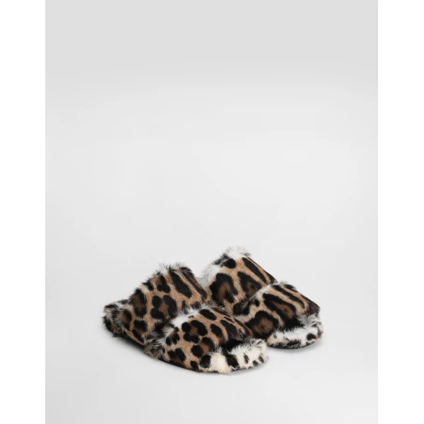 Print Dolce & Gabbana Leo kid leather slides, view 2 | Flip Flops & Slides