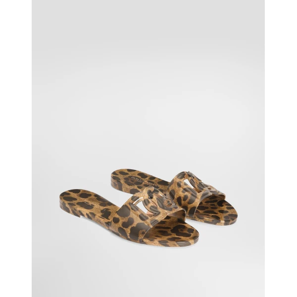 Print Dolce & Gabbana Leo-print rubber beachwear slides, view 2 | Flip Flops & Slides