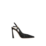 Black Dolce & Gabbana Leopard-design lace slingbacks with fusible rhinestones | Heels