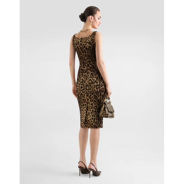 Print Dolce & Gabbana Leopard-print charmeuse dress, view 3 | Dresses