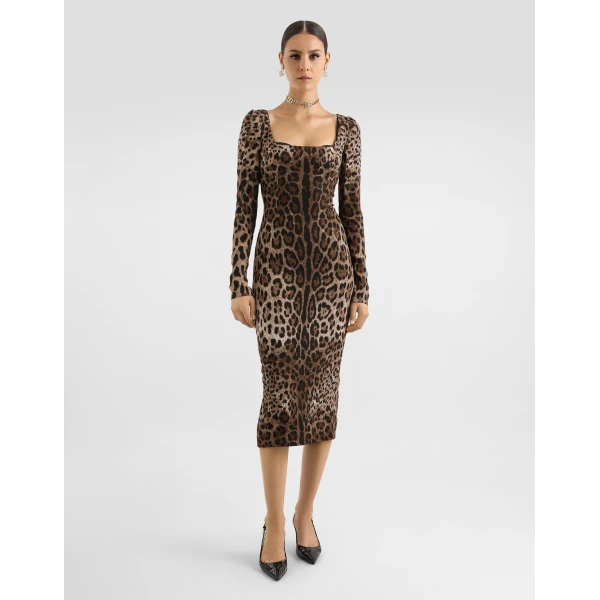 Print Dolce & Gabbana Leopard-print fitted dress, view 2 | Dresses