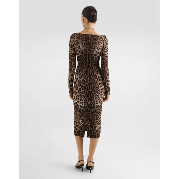 Print Dolce & Gabbana Leopard-print fitted dress, view 3 | Dresses