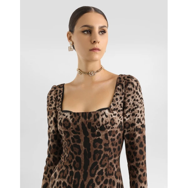 Print Dolce & Gabbana Leopard-print fitted dress, view 4 | Dresses