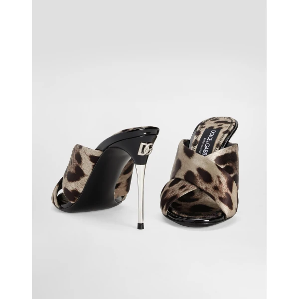 Print Dolce & Gabbana Leopard-print satin mules, view 4 | Mules