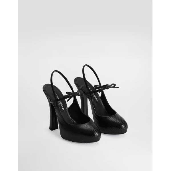 Black Dolce & Gabbana Lizard skin slingbacks, view 2 | Heels